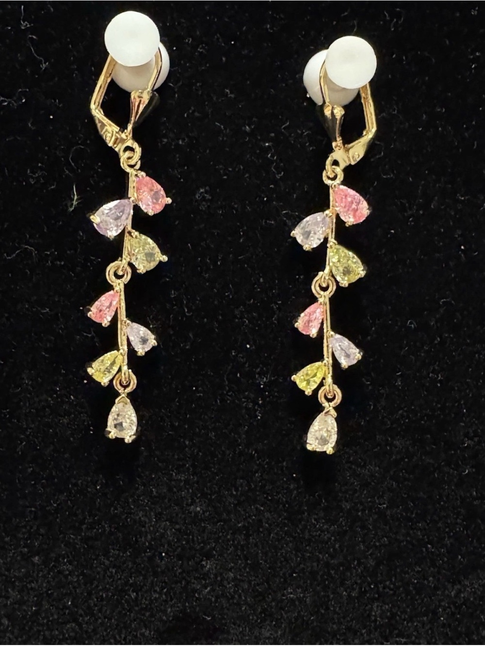Teardrop Branch Multi Colored Crystal Earrings